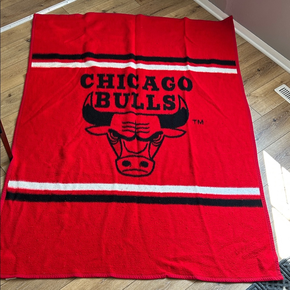 Vintage Biederlack Fleece Chicago Bulls Blanket Throw 76”x 56”